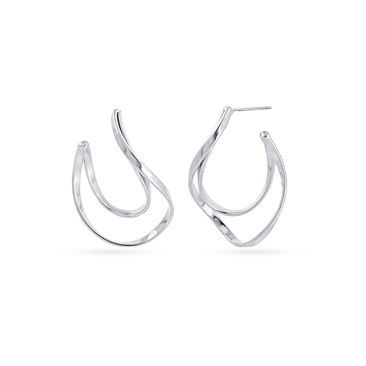Aros Essentials Onda en Plateado, bisutería de acero de la colección Essentials — Tiendas Via Vai Estepona