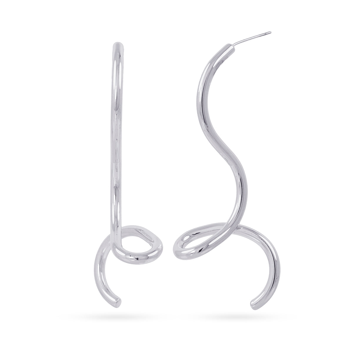 Pendientes Essentials Ondas Minimal en Plateado, bisutería de acero de la colección Essentials — Tiendas Via Vai Estepona