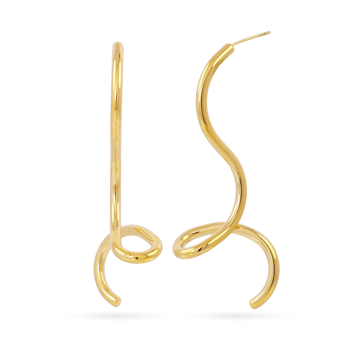 Pendientes Essentials Ondas Minimal en Dorado, bisutería de acero de la colección Essentials — Tiendas Via Vai Estepona
