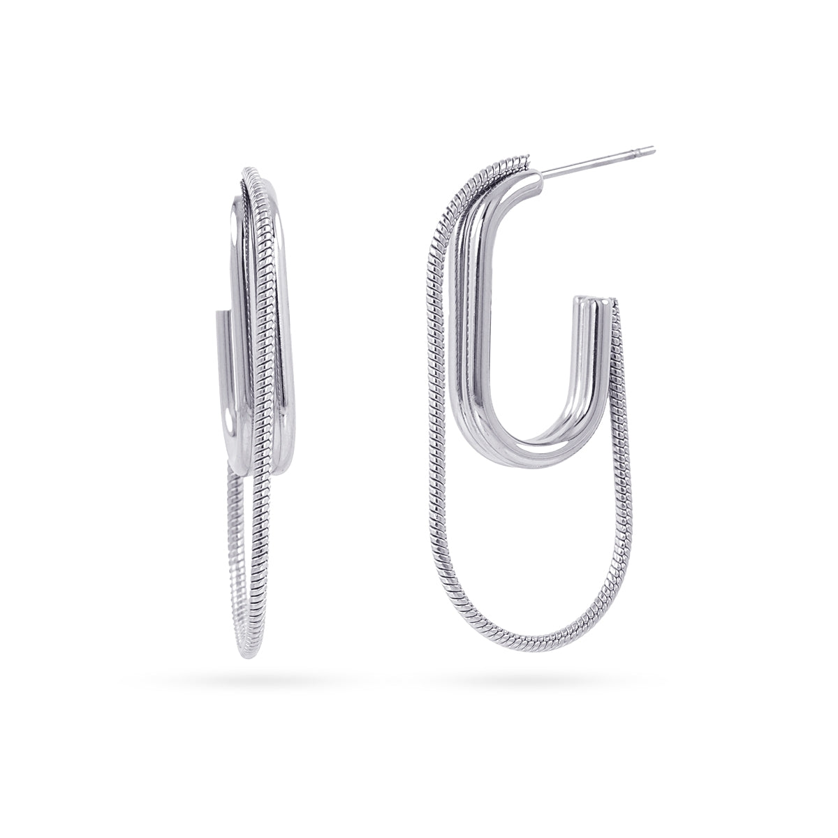 Pendientes Essentials Oval en Plateado, bisutería de acero de la colección Essentials — Tiendas Via Vai Estepona