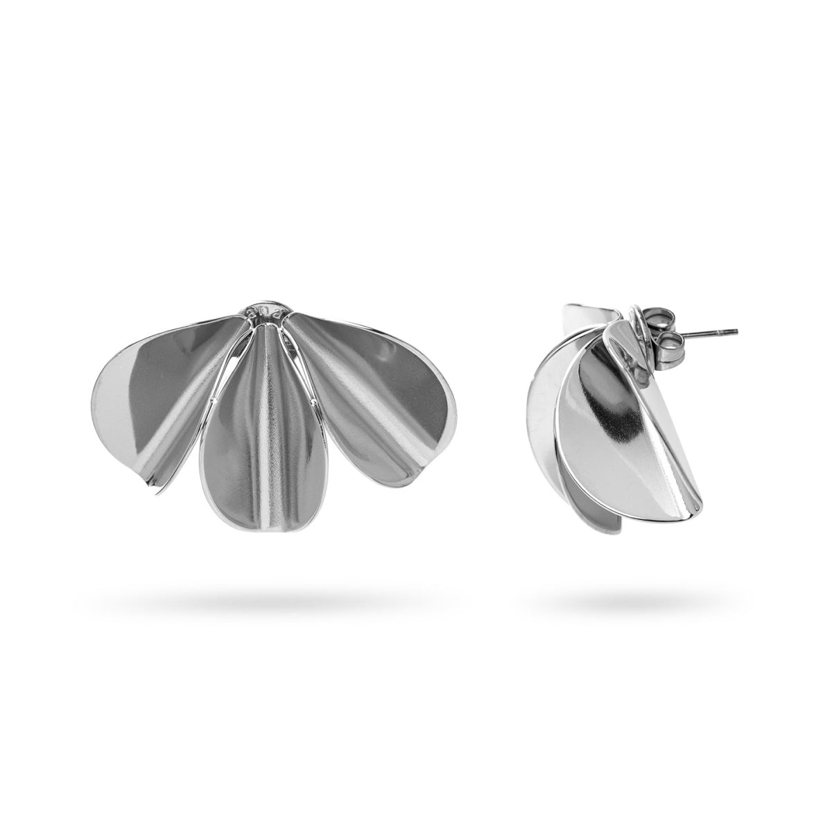 Pendientes Essentials Plisados en Plateado, bisutería de acero de la colección Essentials — Tiendas Via Vai Estepona