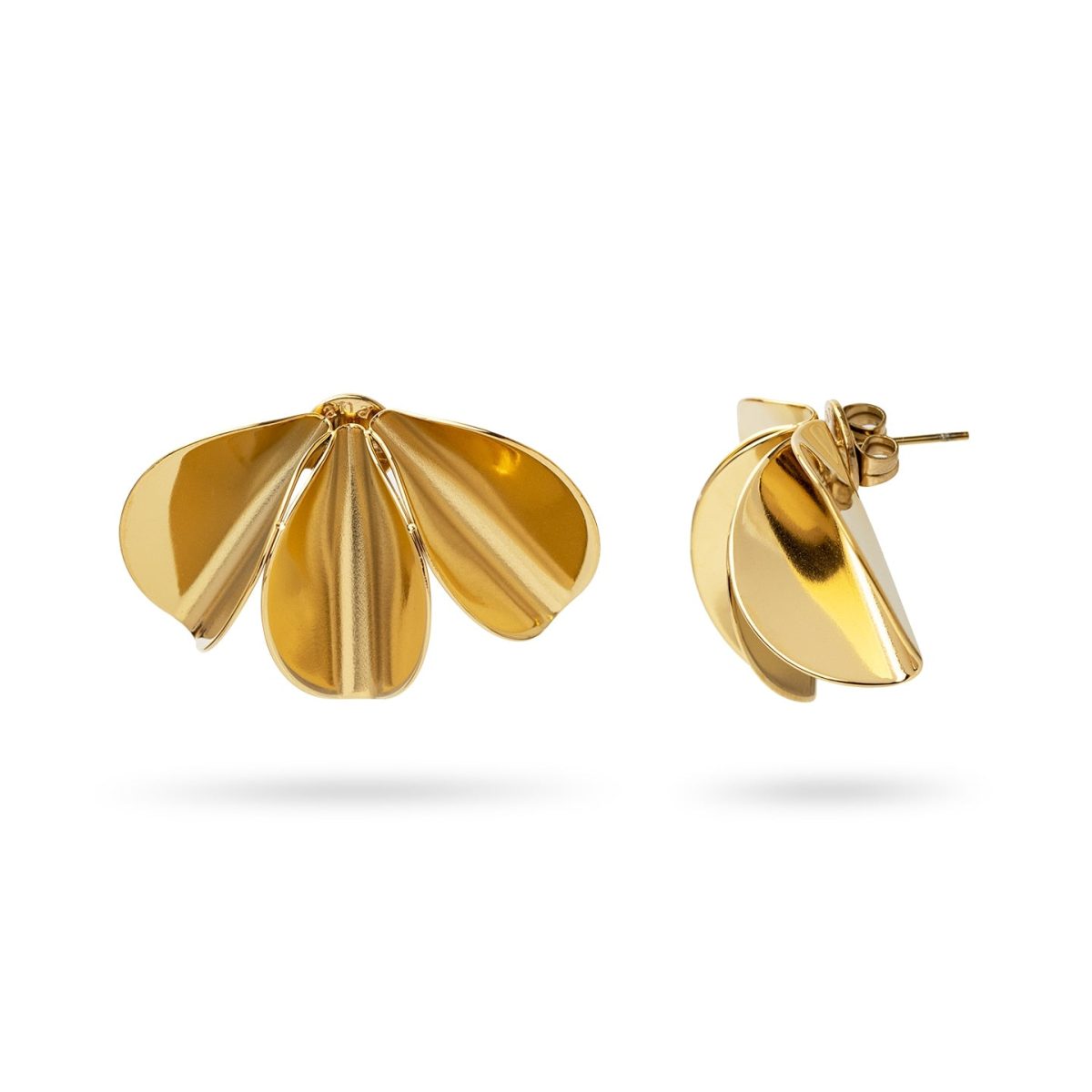 Pendientes Essentials Plisados en Dorado, bisutería de acero de la colección Essentials — Tiendas Via Vai Estepona