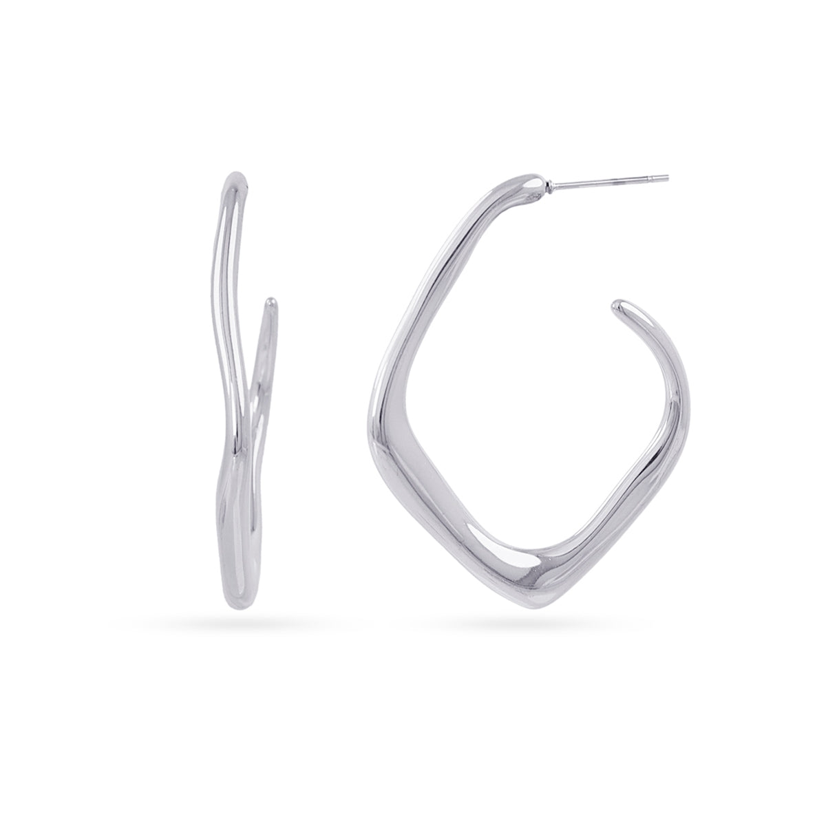 Aros Essentials Square en Plateado, bisutería de acero de la colección Essentials — Tiendas Via Vai Estepona