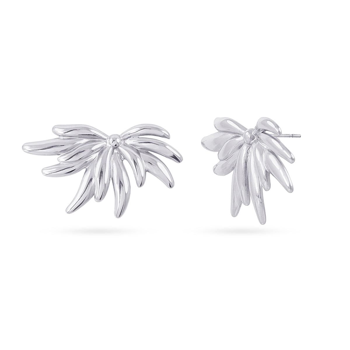 Pendientes Largos Essentials Efecto Pluma en Plateado, bisutería de acero de la colección Essentials — Tiendas Via Vai Estepona