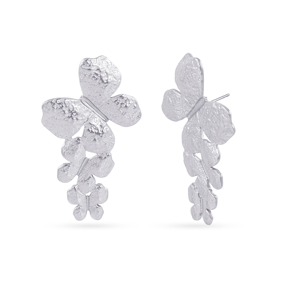 Pendientes Largos Essentials Mariposas en Plateado, bisutería de acero de la colección Essentials — Tiendas Via Vai Estepona