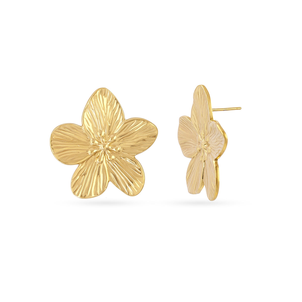 Pendientes Mini Essentials Flor Orgánica en Dorado, bisutería de acero de la colección Essentials — Tiendas Via Vai Estepona