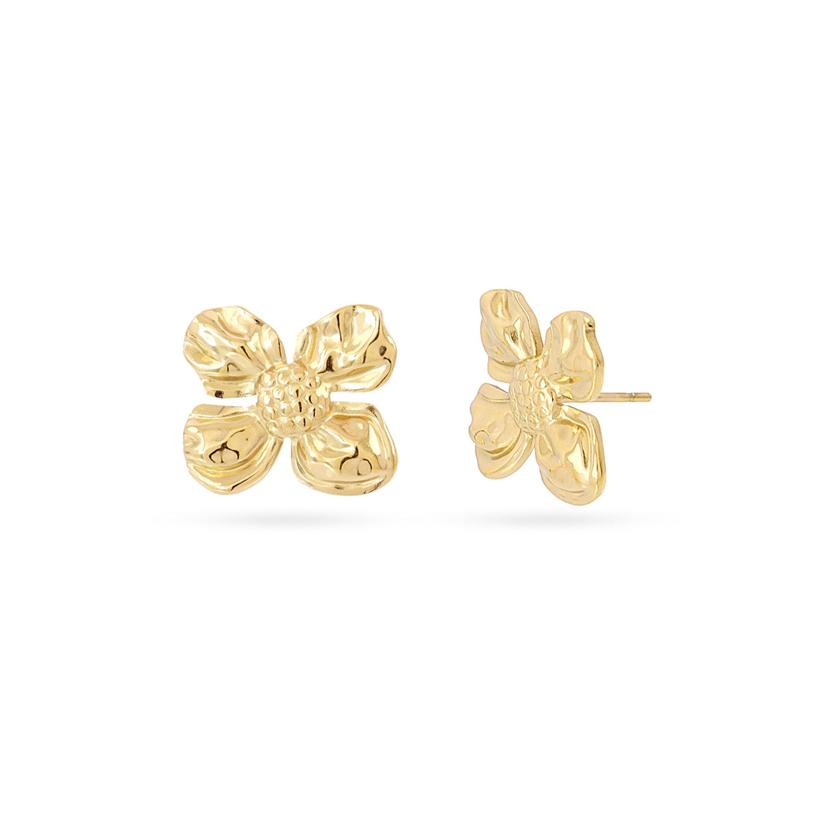 Pendientes Mini Essentials Flor Pétalos en Dorado, bisutería de acero de la colección Essentials — Tiendas Via Vai Estepona