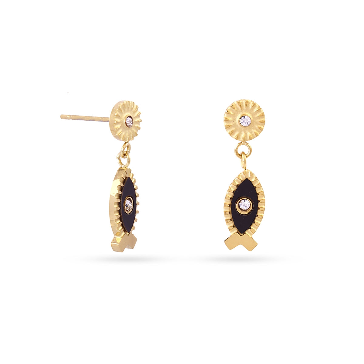 Pendientes Mystic Faithen en Negro, bisutería de acero de la colección Astros — Tiendas Via Vai Estepona