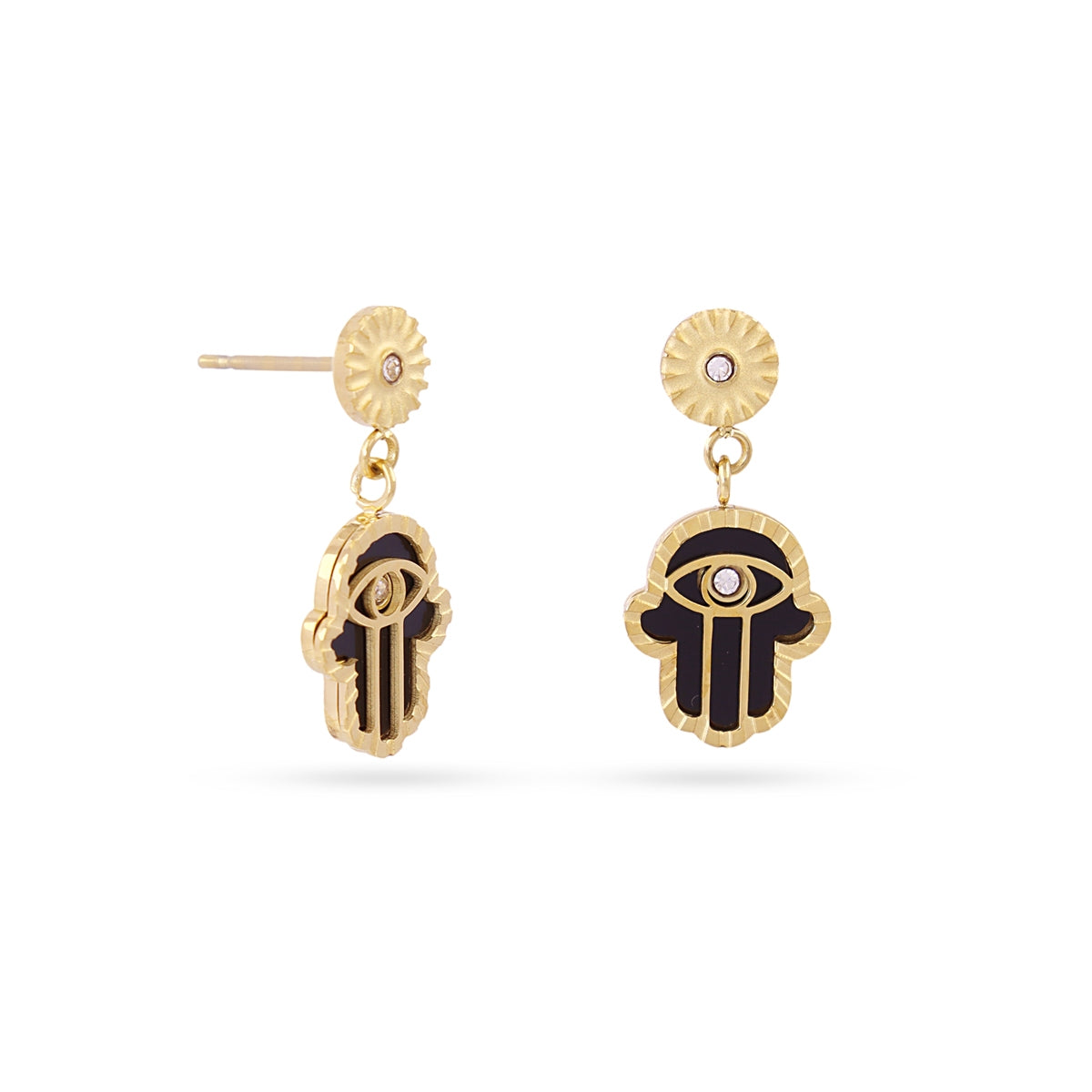 Pendientes Mystic Glowen en Negro, bisutería de acero de la colección Astros — Tiendas Via Vai Estepona