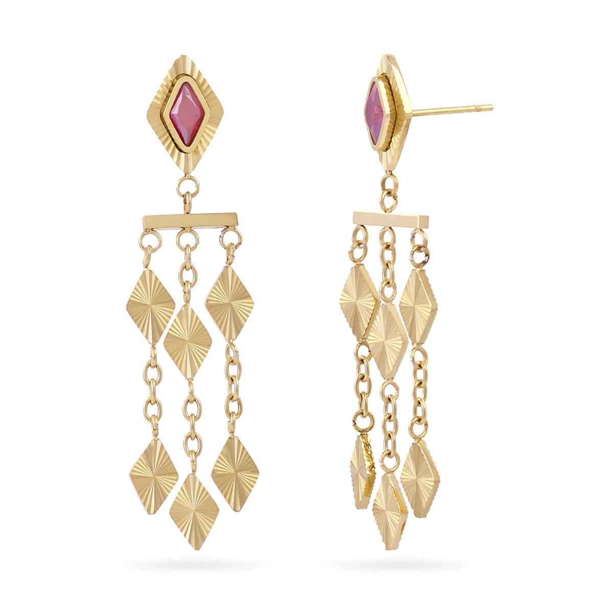 Pendientes Prisma Cortina en Rosa, bisutería de acero de la colección Sunflowers — Tiendas Via Vai Estepona