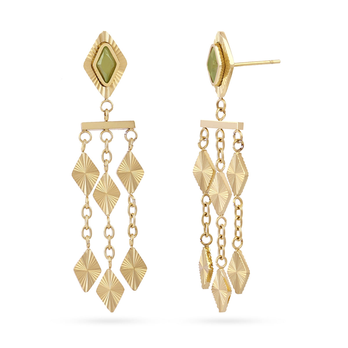 Pendientes Prisma Cortina en Verde, bisutería de acero de la colección Sunflowers — Tiendas Via Vai Estepona