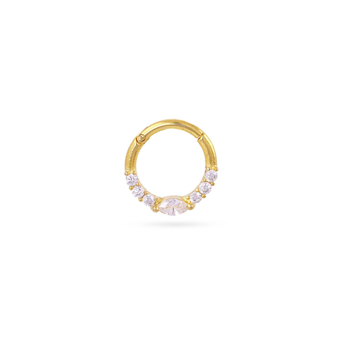 Piercing Aro Minimal Circonitas en Dorado, bisutería de acero de la colección Piercings — Tiendas Via Vai Estepona