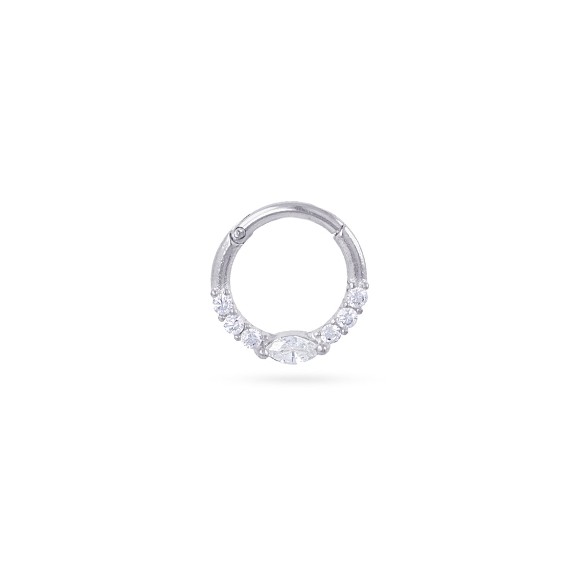 Piercing Aro Minimal Circonitas en Plateado, bisutería de acero de la colección Piercings — Tiendas Via Vai Estepona