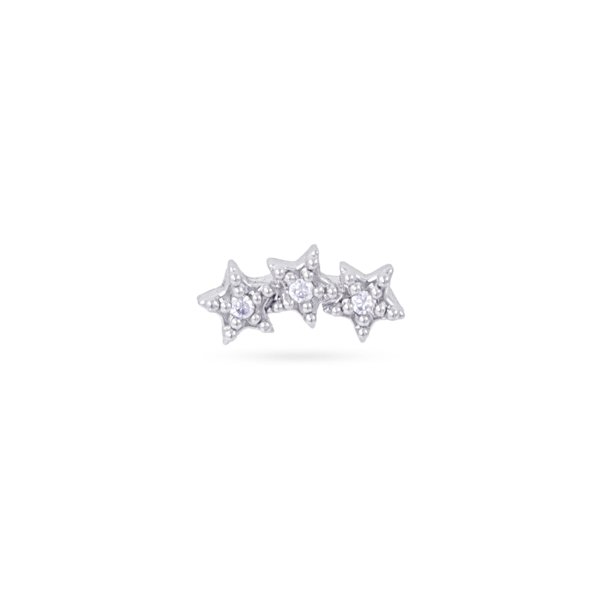 Piercing Triple Estrella Circonitas en Plateado, bisutería de acero de la colección Piercings — Tiendas Via Vai Estepona