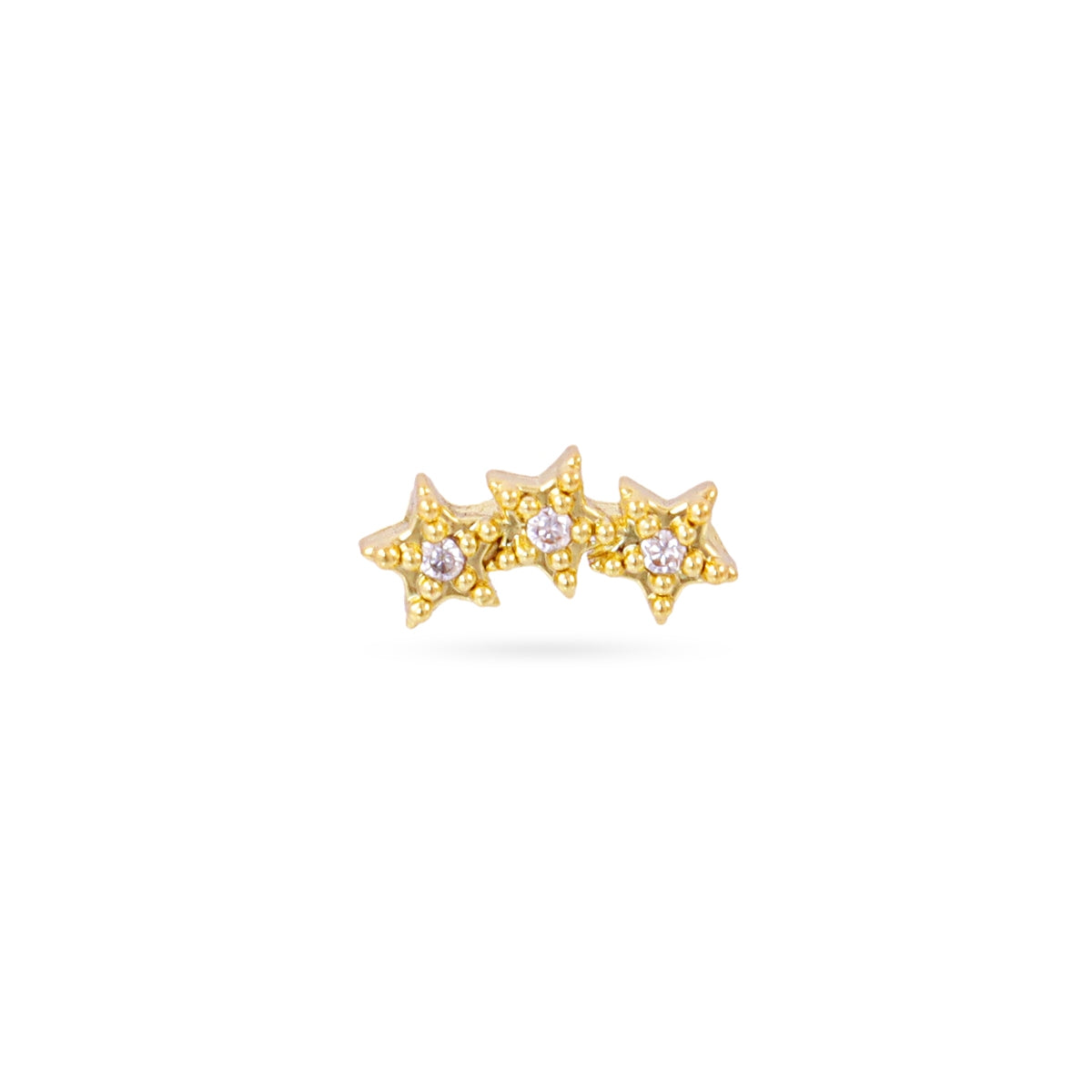 Piercing Triple Estrella Circonitas en Dorado, bisutería de acero de la colección Piercings — Tiendas Via Vai Estepona