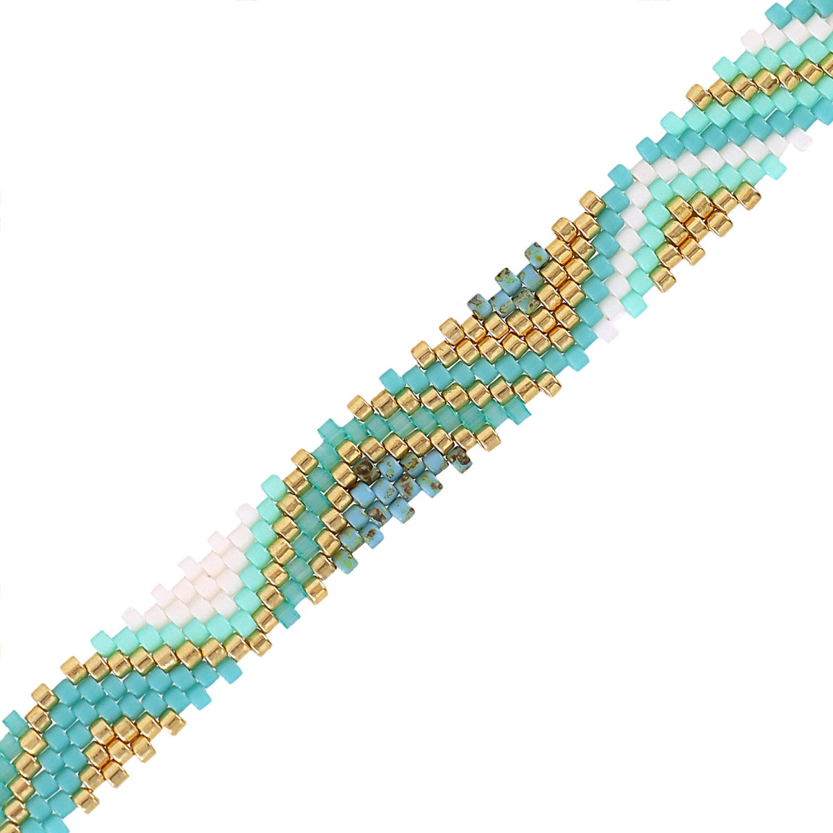 Pulsera Ajustable Miyuki Zigzag en Turquesa, bisutería de acero de la colección Sand Dust — Tiendas Via Vai Estepona