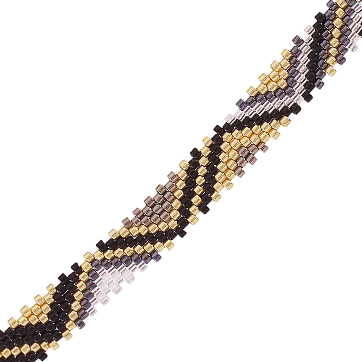 Pulsera Ajustable Miyuki Zigzag en Negro, bisutería de acero de la colección Sand Dust — Tiendas Via Vai Estepona