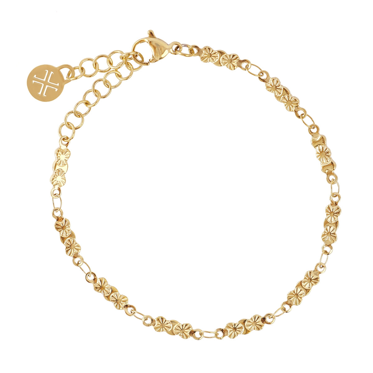 Pulsera Basic Mini Flores en Dorado, bisutería de acero de la colección Essentials — Tiendas Via Vai Estepona