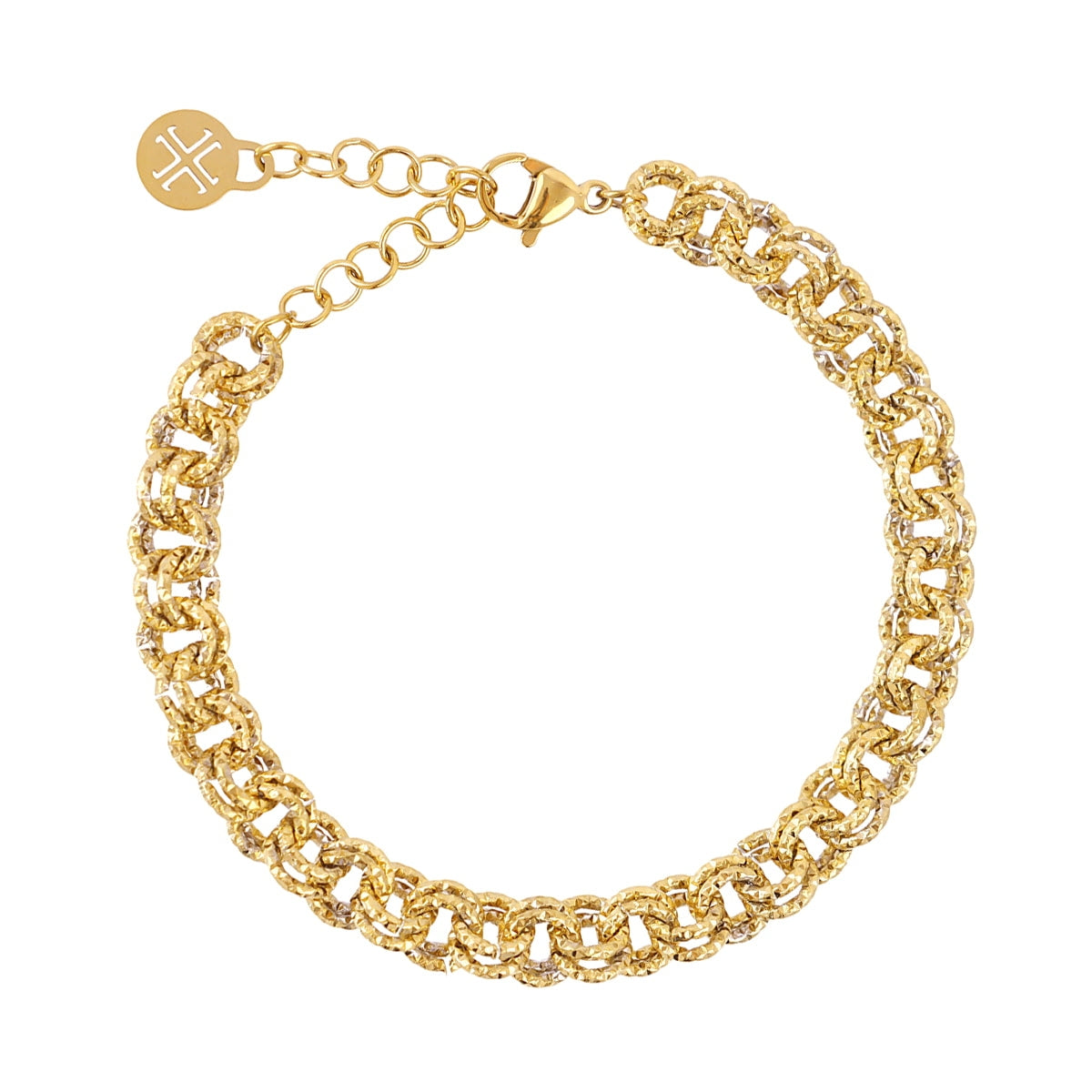 Pulsera de Cadena con Textura en Dorado, bisutería de acero de la colección Essentials — Tiendas Via Vai Estepona