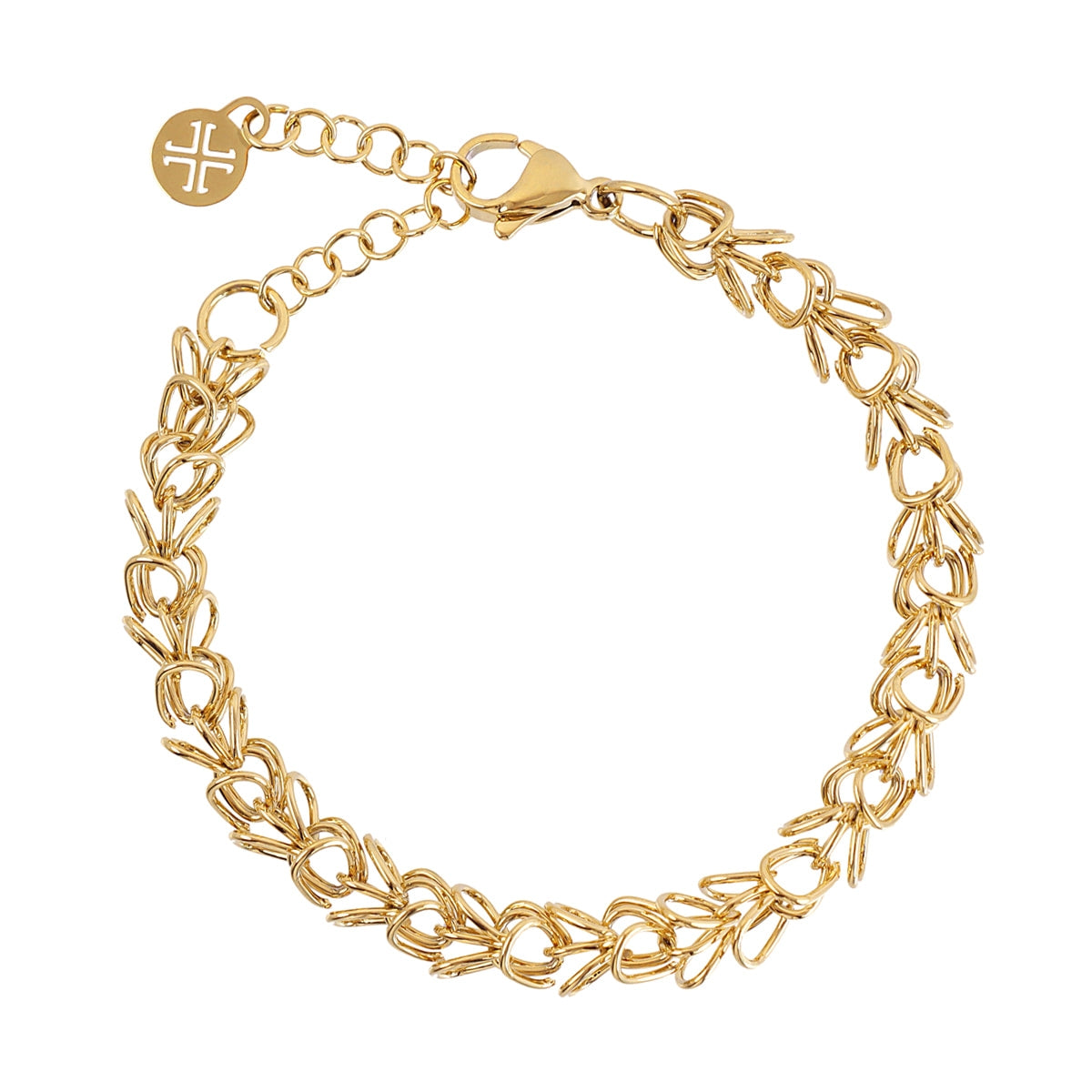 Pulsera de Eslabones Conectados en Dorado, bisutería de acero de la colección Essentials — Tiendas Via Vai Estepona