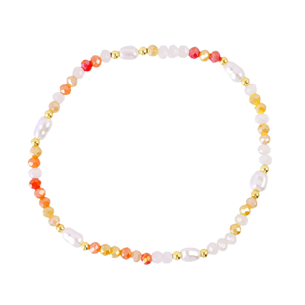 Pulsera Elástica Spirit Fina Multicolor Perlas en Naranja, bisutería de acero de la colección Sand Dust — Tiendas Via Vai Estepona