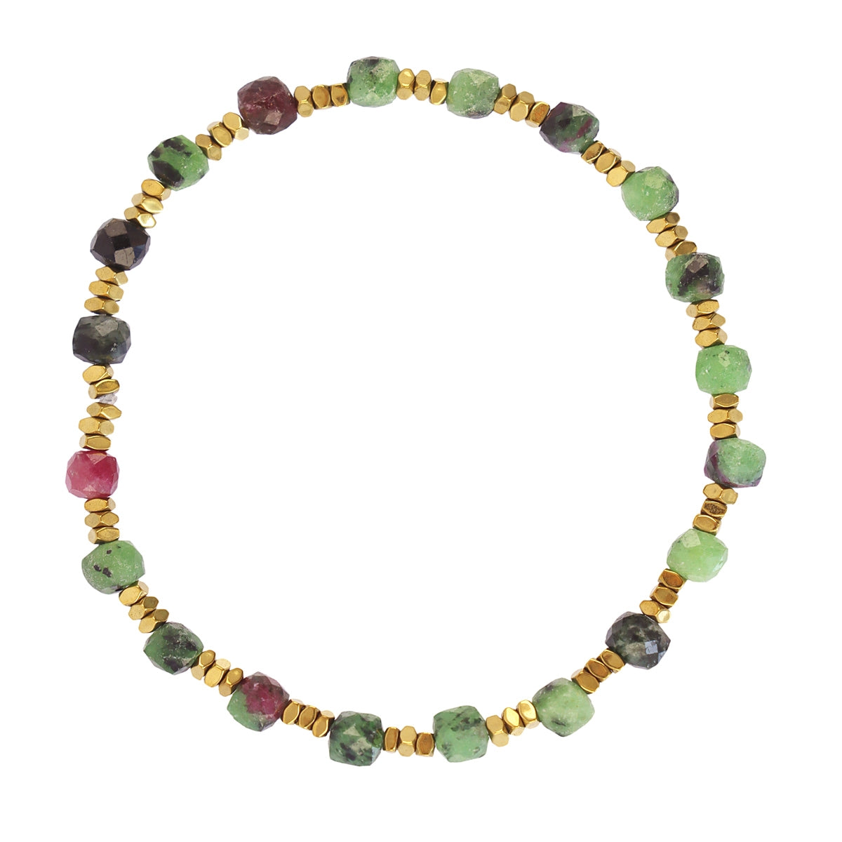 Pulsera Elástica Spirit Piedras Facetadas en Verde, bisutería de acero de la colección Sand Dust — Tiendas Via Vai Estepona