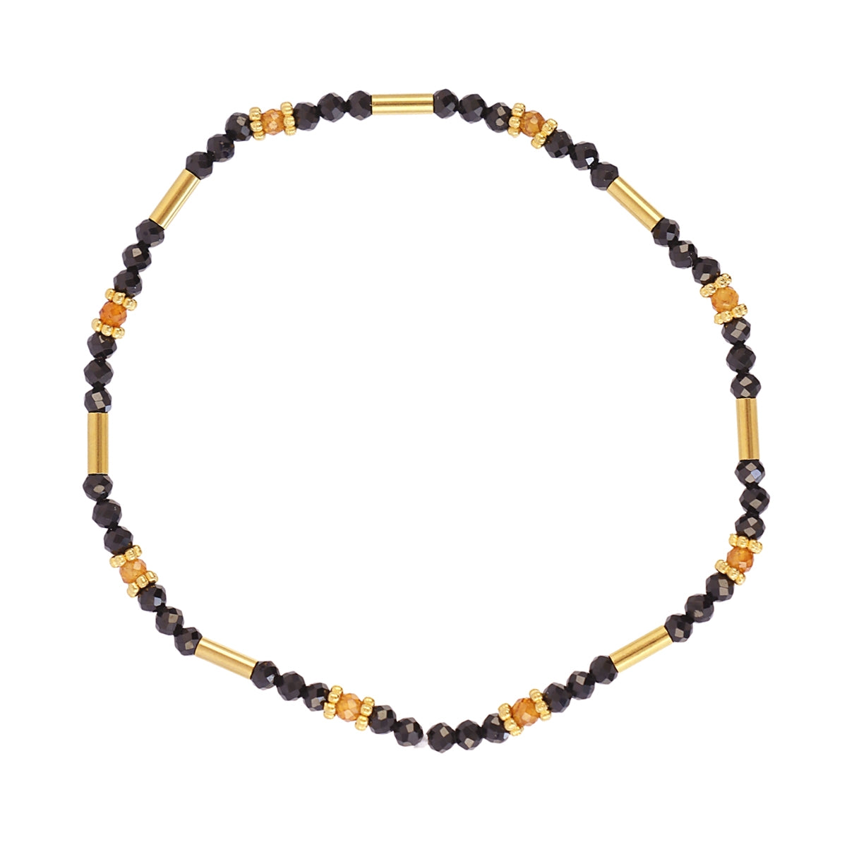 Pulsera Elástica Spirit Tubos Dorados en Negro, bisutería de acero de la colección Sand Dust — Tiendas Via Vai Estepona