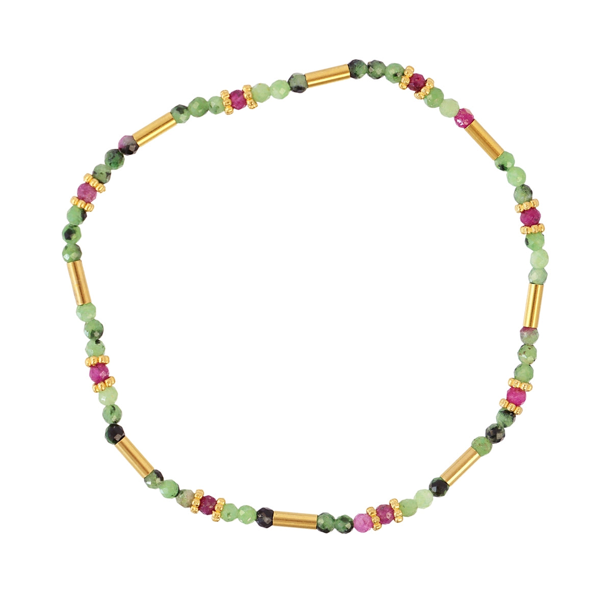 Pulsera Elástica Spirit Tubos Dorados en Verde, bisutería de acero de la colección Sand Dust — Tiendas Via Vai Estepona