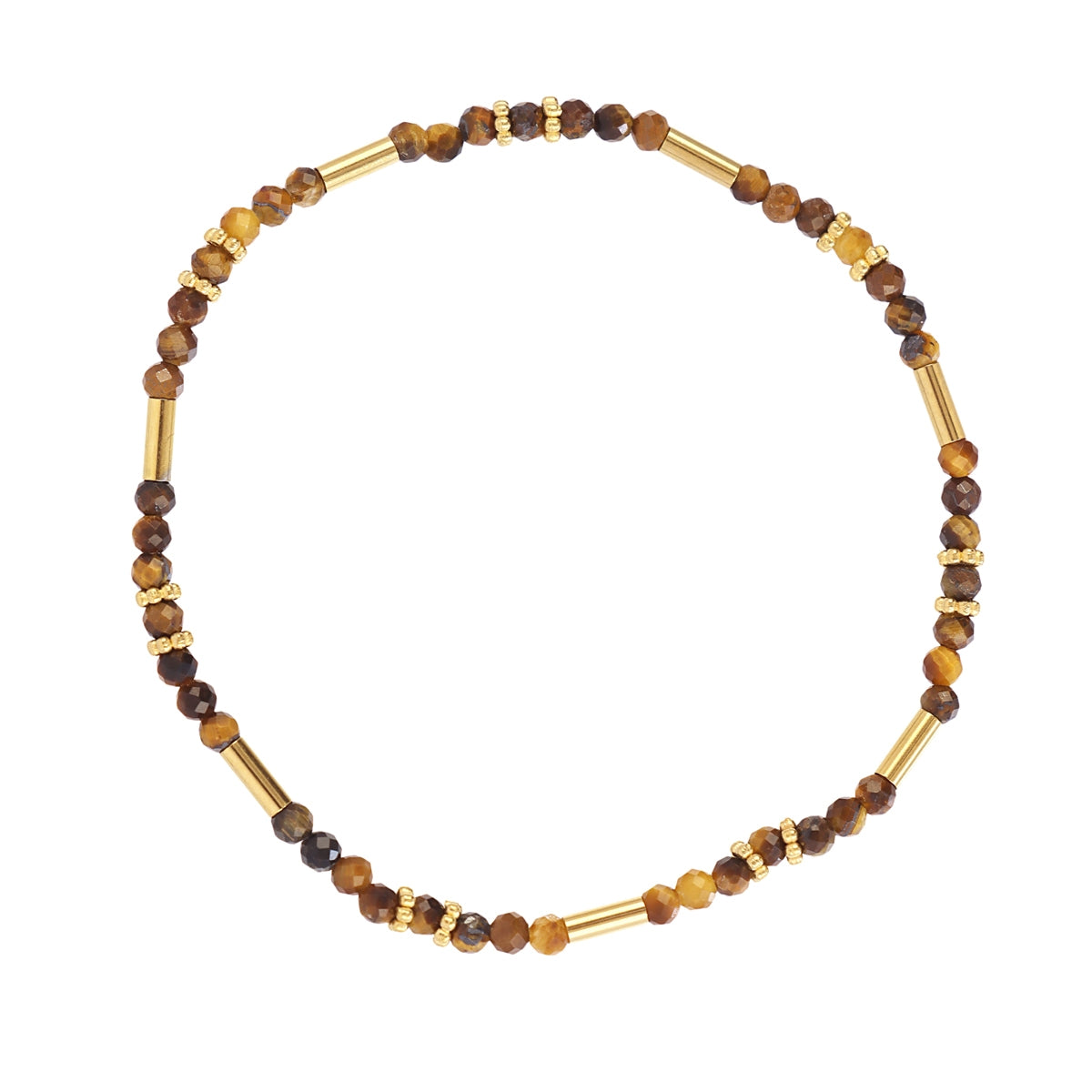 Pulsera Elástica Spirit Tubos Dorados en Café, bisutería de acero de la colección Sand Dust — Tiendas Via Vai Estepona