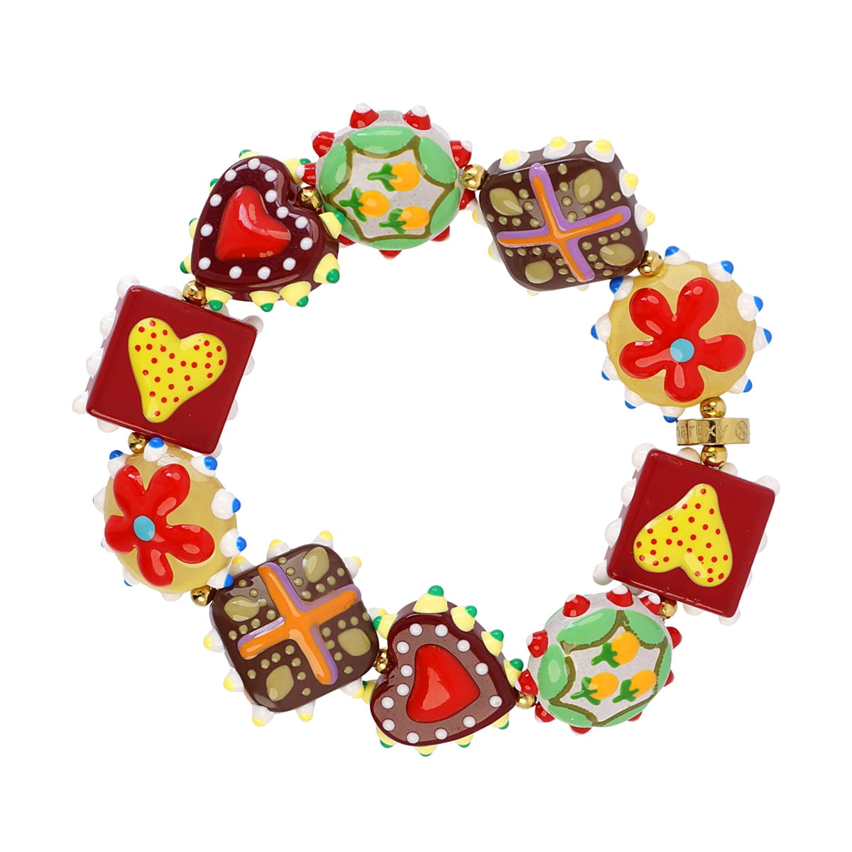 Pulsera Elástica Trencadis Mosaic Corazón en Dorado, bisutería de acero de la colección Tide — Tiendas Via Vai Estepona