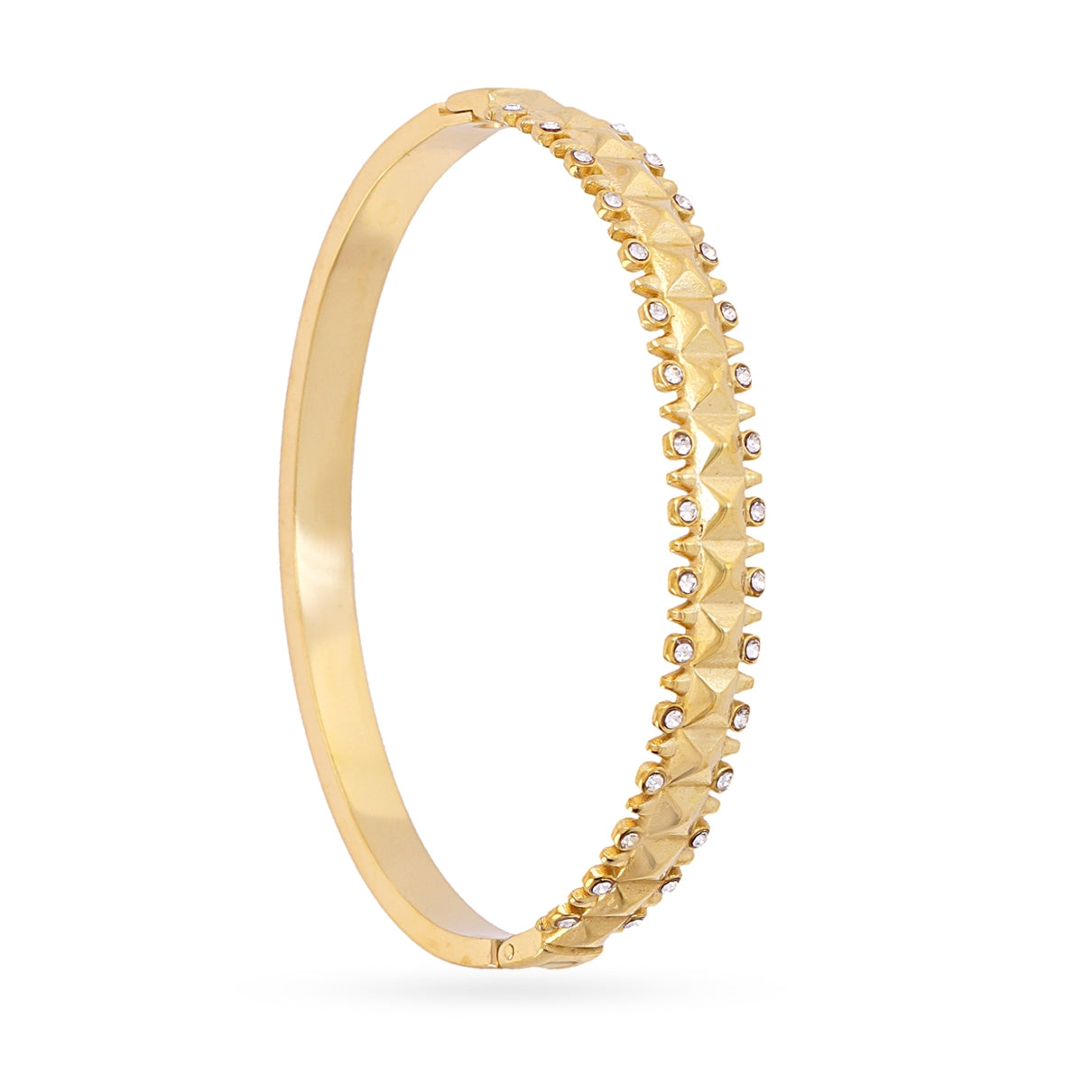 Brazalete Essentials Rígida Cenefa en Dorado, bisutería de acero de la colección Essentials — Tiendas Via Vai Estepona
