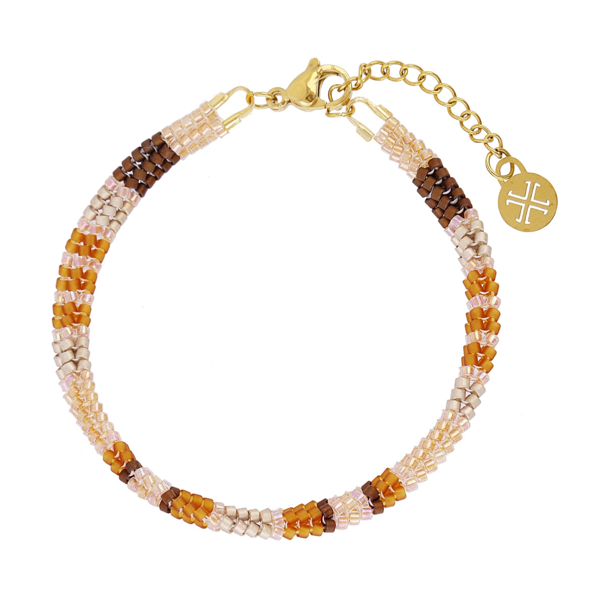 Pulsera Extensible Miyuki Geométrica Multicolor en Naranja, bisutería de acero de la colección Sand Dust — Tiendas Via Vai Estepona