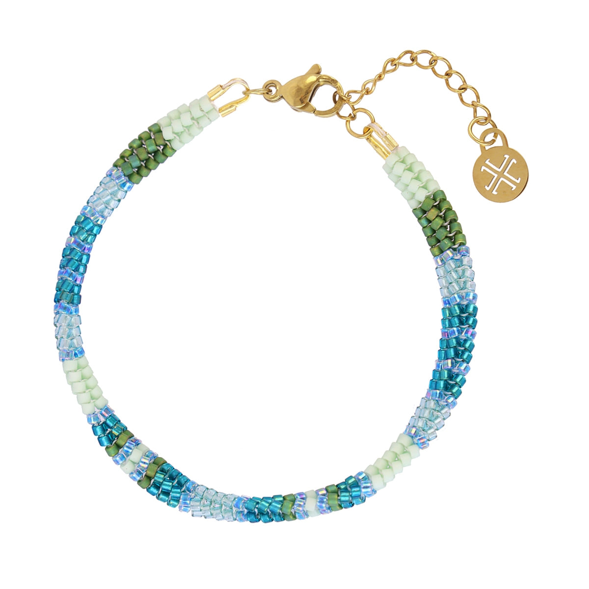 Pulsera Extensible Miyuki Geométrica Multicolor en Turquesa, bisutería de acero de la colección Sand Dust — Tiendas Via Vai Estepona