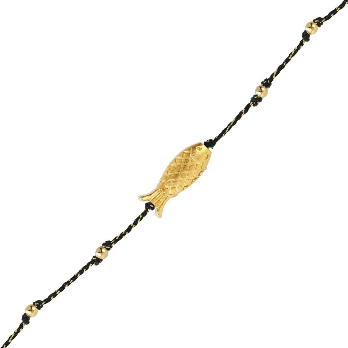Pulsera Fina Spirit Hilo Multicolor Pez Dorado en Negro, bisutería de acero de la colección Sand Dust — Tiendas Via Vai Estepona