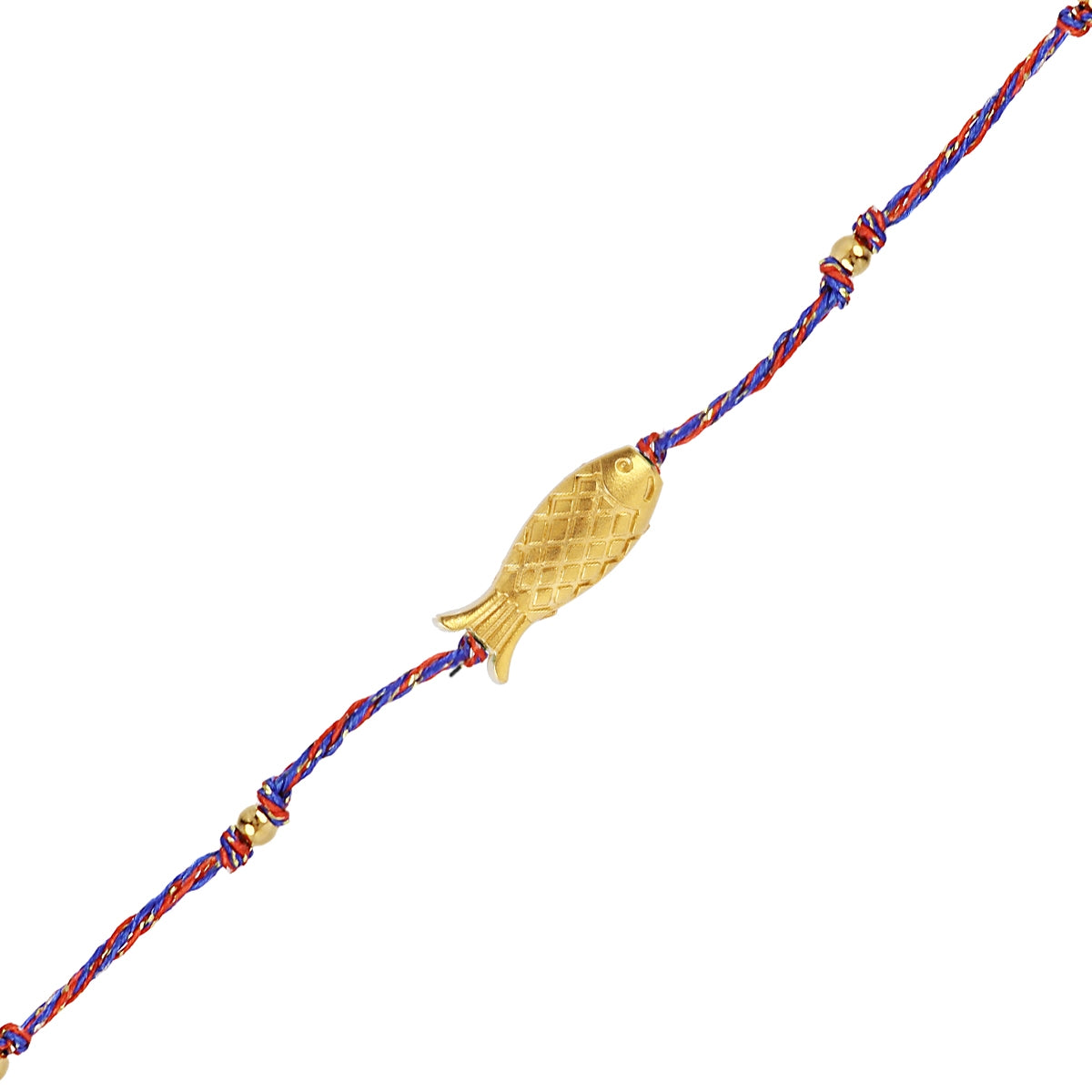 Pulsera Fina Spirit Hilo Multicolor Pez Dorado en Rojo, bisutería de acero de la colección Sand Dust — Tiendas Via Vai Estepona