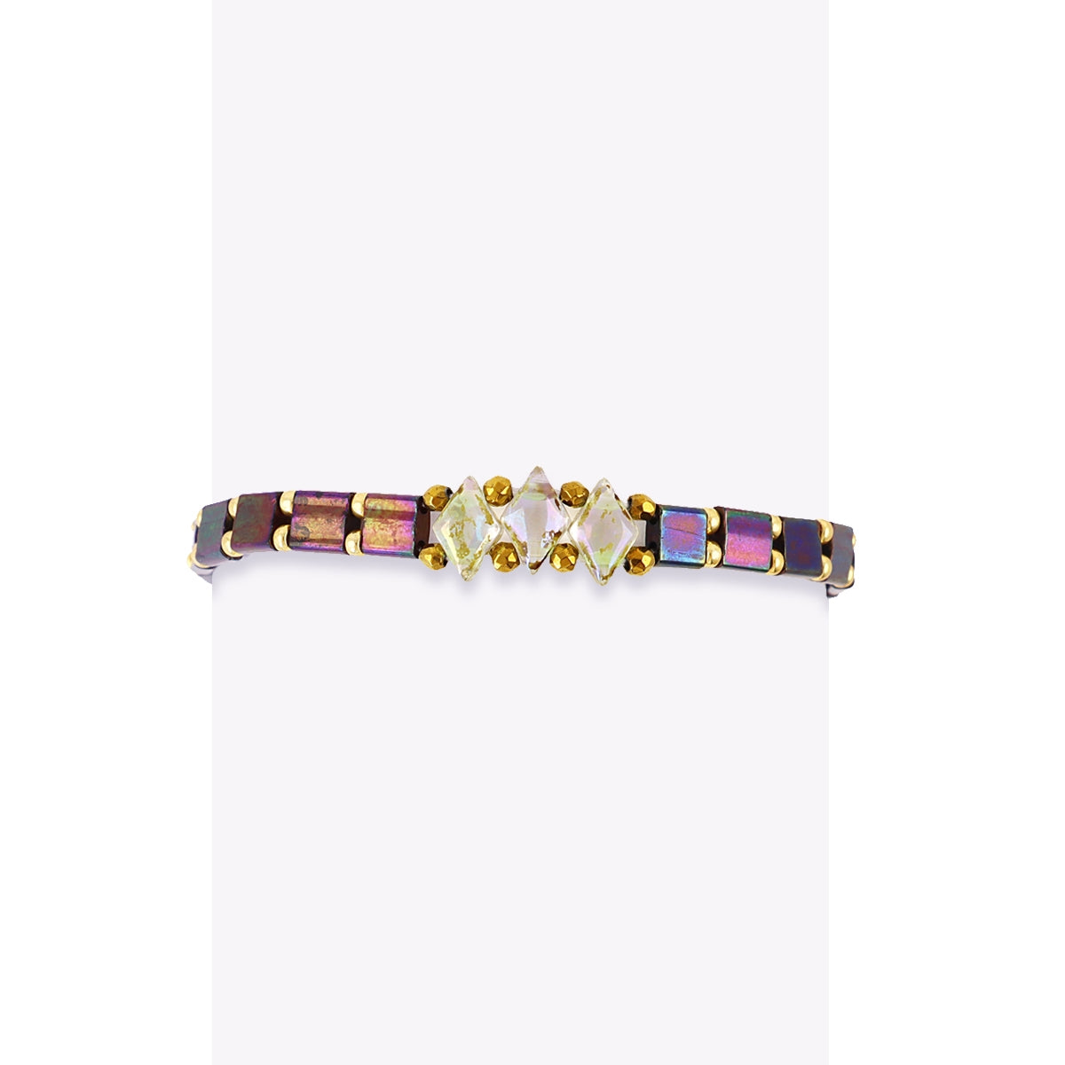 Pulsera Miyuki Multicolor Geométrica en Café, bisutería de acero de la colección Sand Dust — Tiendas Via Vai Estepona