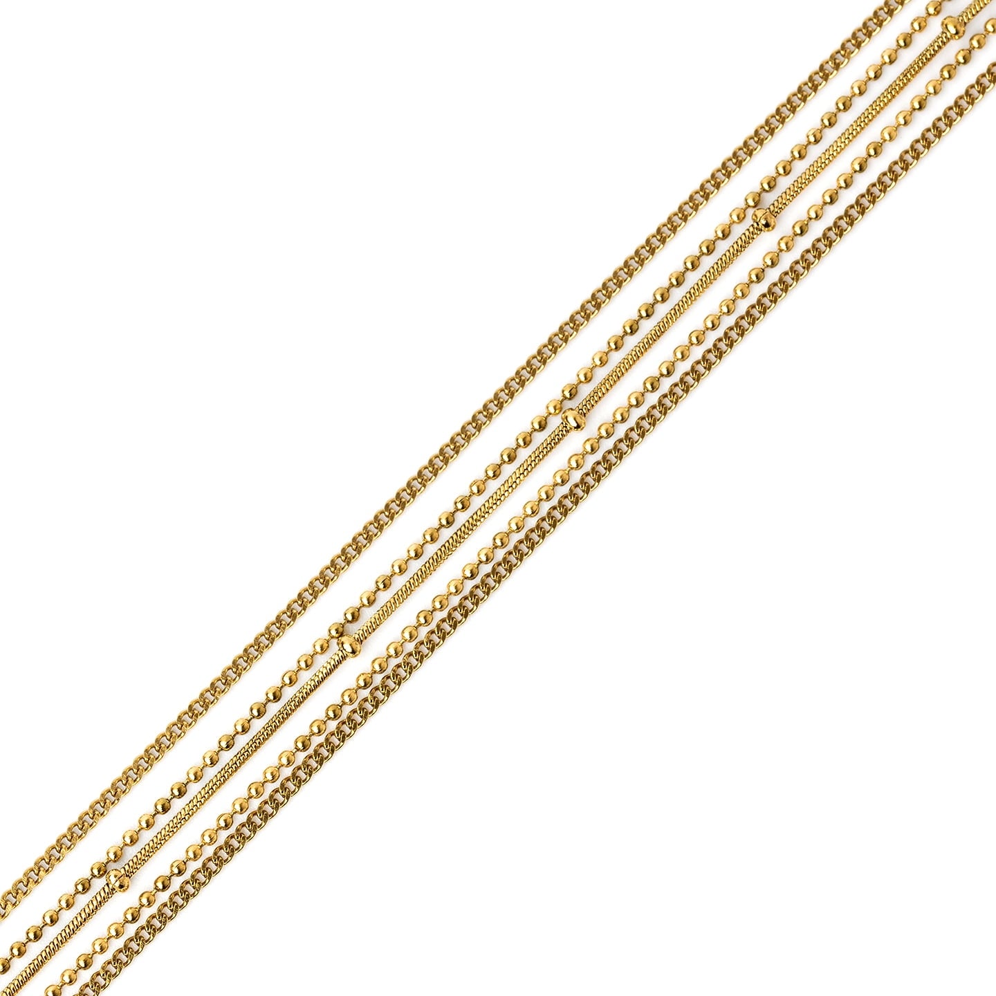 Pulsera Multicadena Essentials en Dorado, bisutería de acero de la colección Essentials — Tiendas Via Vai Estepona