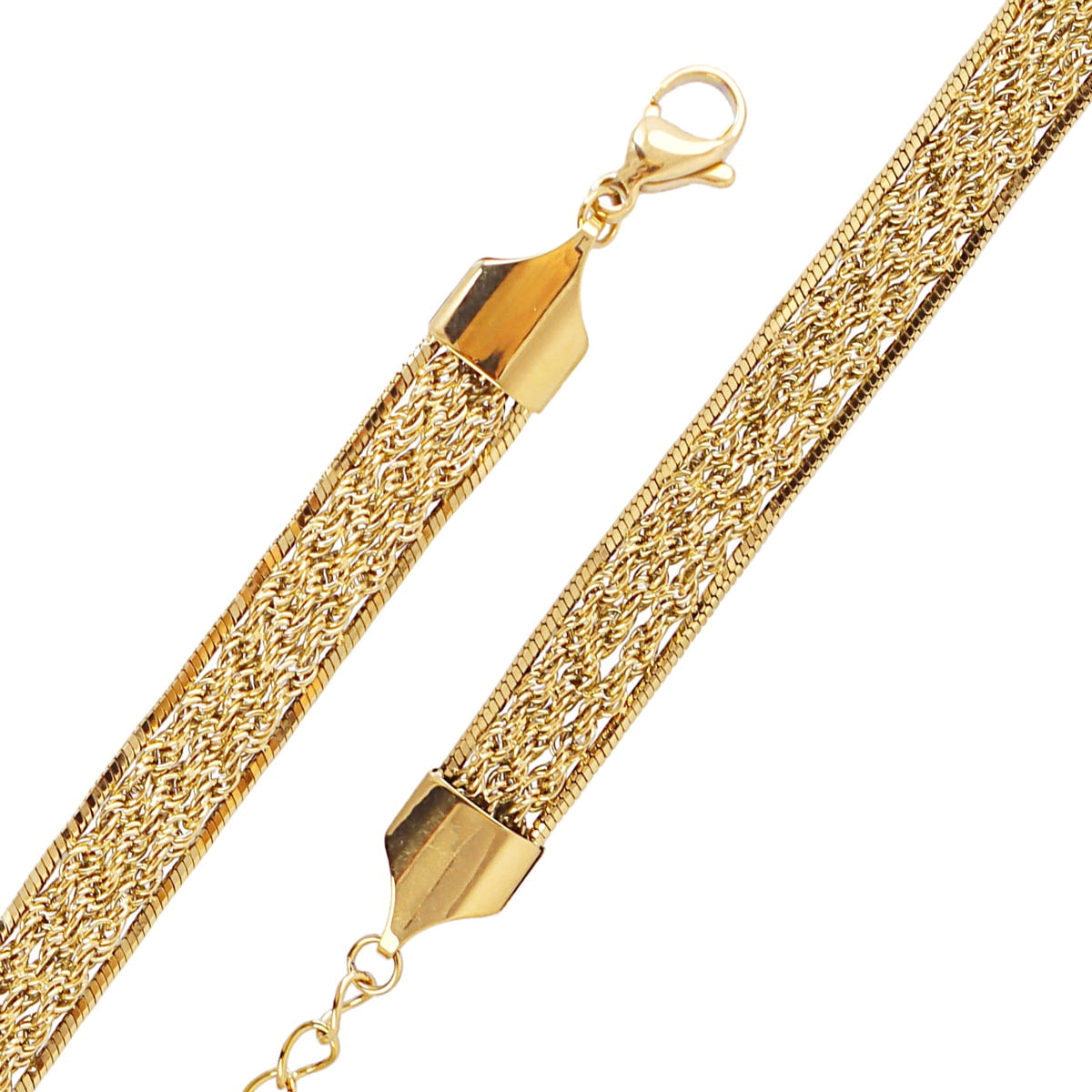 Pulsera Multicadena Trenzada en Dorado, bisutería de acero de la colección Essentials — Tiendas Via Vai Estepona
