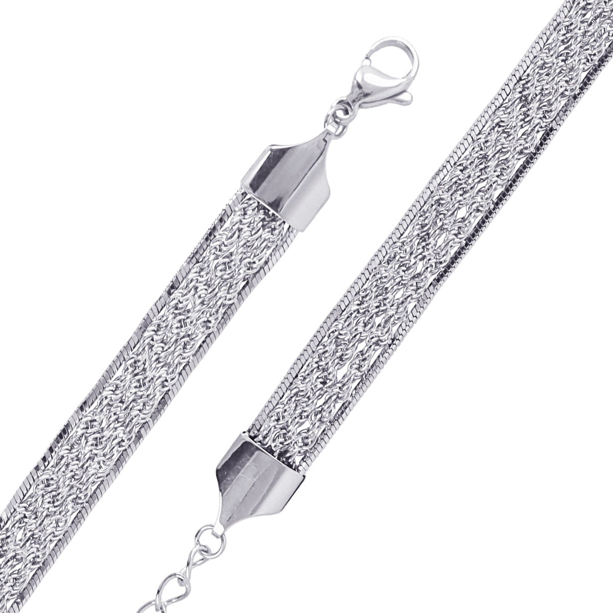 Pulsera Multicadena Trenzada en Plateado, bisutería de acero de la colección Essentials — Tiendas Via Vai Estepona