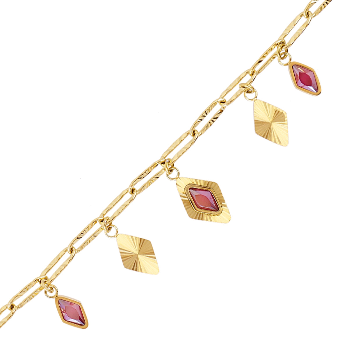 Pulsera Prisma Cadena Rombo en Rosa, bisutería de acero de la colección Sunflowers — Tiendas Via Vai Estepona