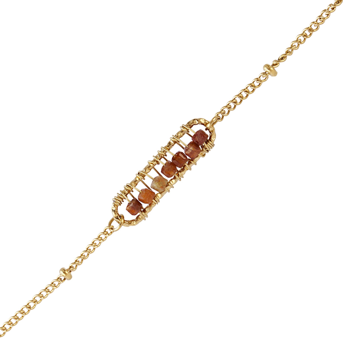 Pulsera Spirit Cadena Fina Cuentas de Cristales en Café, bisutería de acero de la colección Sand Dust — Tiendas Via Vai Estepona