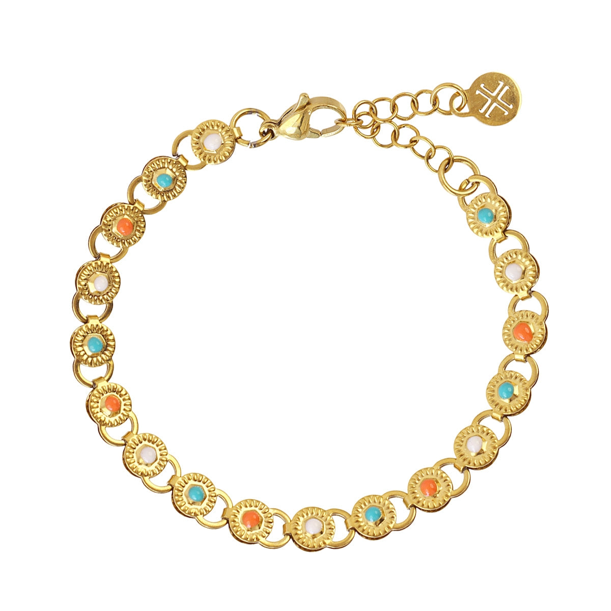 Pulsera Spirit Medallones Esmaltados en Combinado, bisutería de acero de la colección Sand Dust — Tiendas Via Vai Estepona