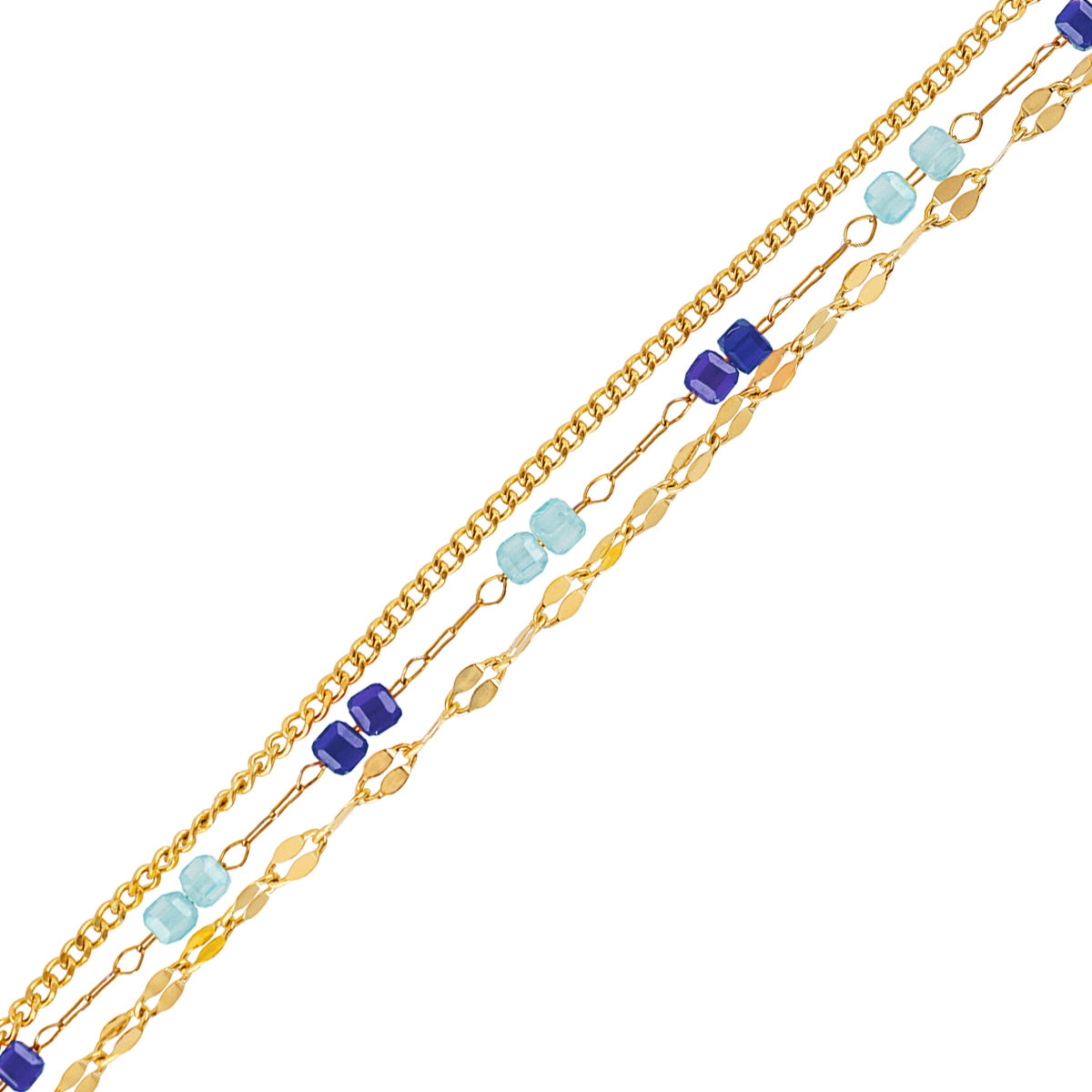 Pulsera Spirit Multicadenas Finas en Azul, bisutería de acero de la colección Sand Dust — Tiendas Via Vai Estepona