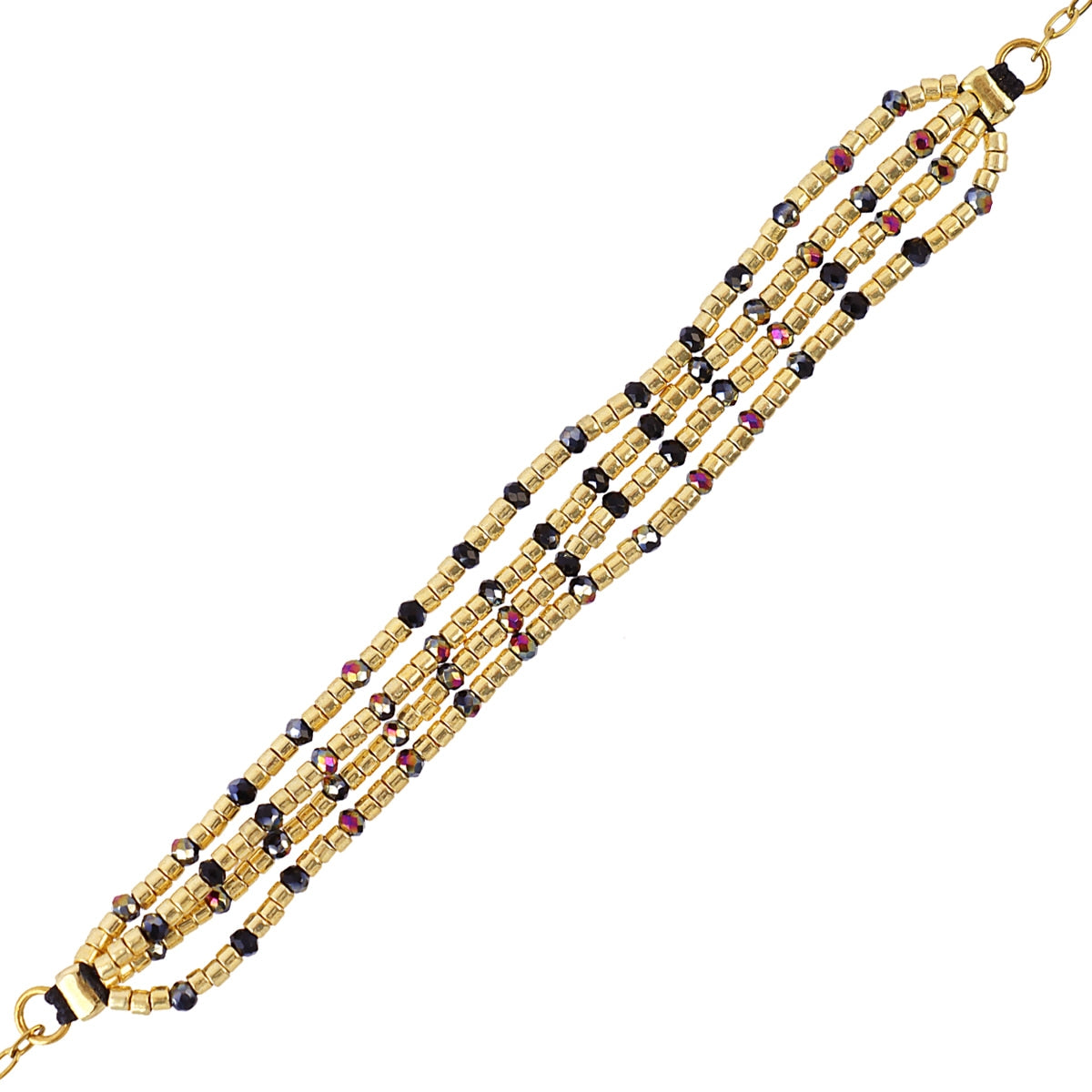 Pulsera Spirit Multihilo Multicolor en Negro, bisutería de acero de la colección Sand Dust — Tiendas Via Vai Estepona