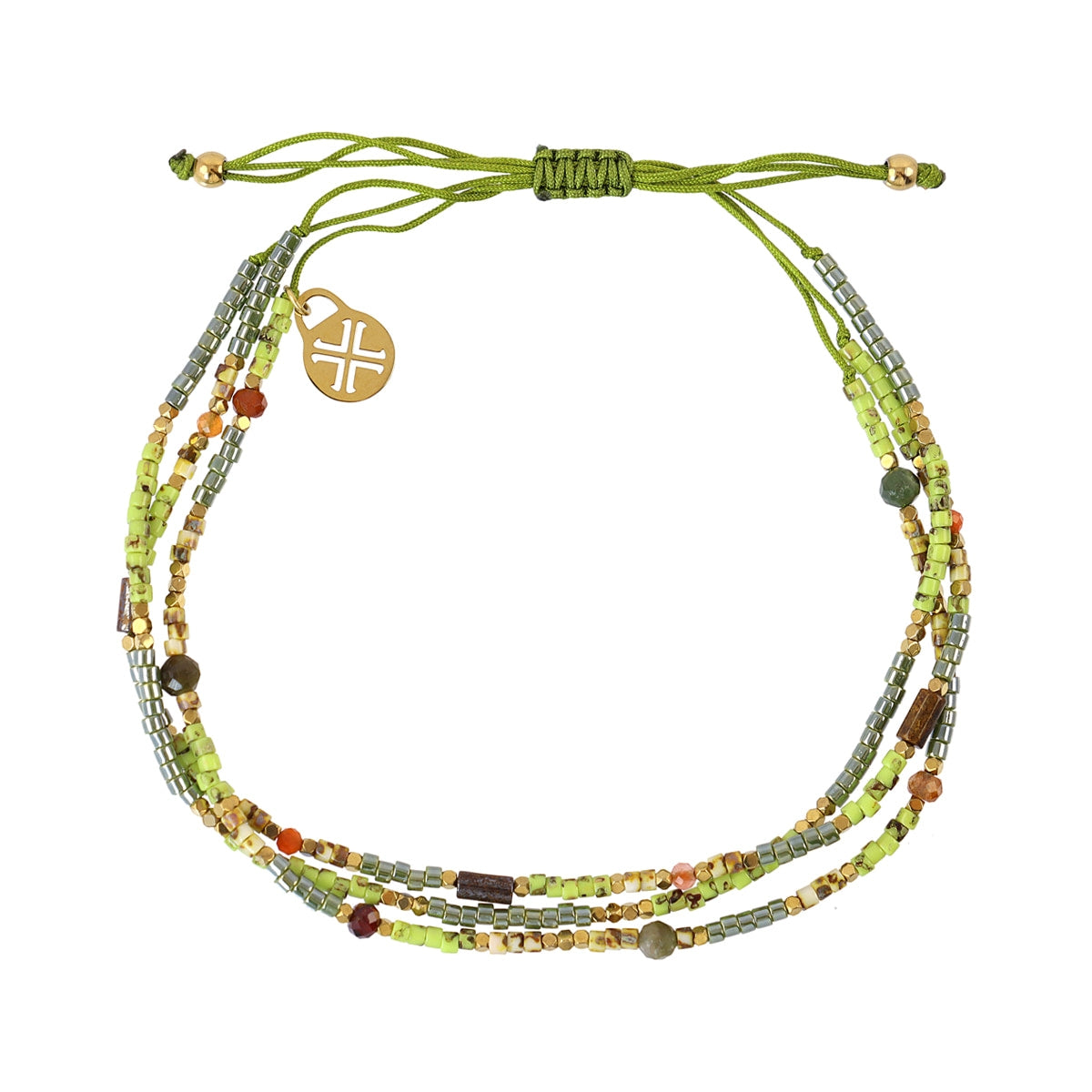 Pulsera Spirit Triple Ajustable Verde Lima en Verde claro, bisutería de acero de la colección Sand Dust — Tiendas Via Vai Estepona
