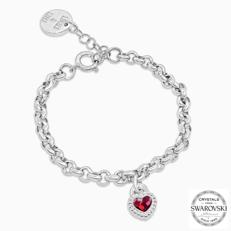 Pulsera "AMOR" PLATA Color: Rojo