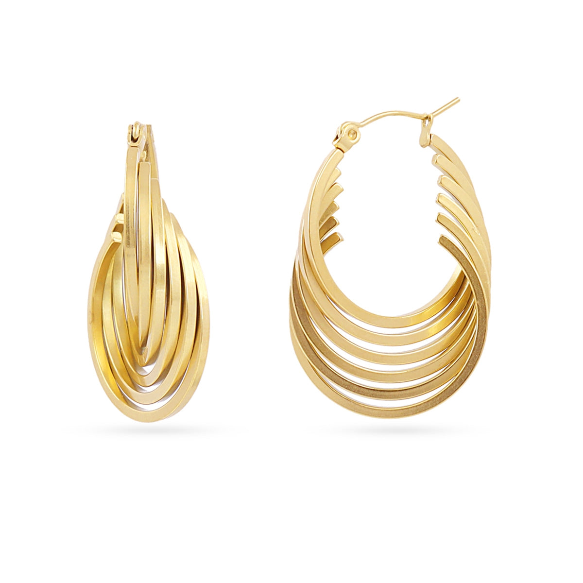 Aros Semi Aros Essentials Acanalado en Dorado, bisutería de acero de la colección Essentials — Tiendas Via Vai Estepona