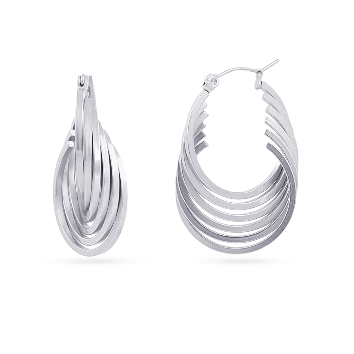 Aros Semi Aros Essentials Acanalado en Plateado, bisutería de acero de la colección Essentials — Tiendas Via Vai Estepona