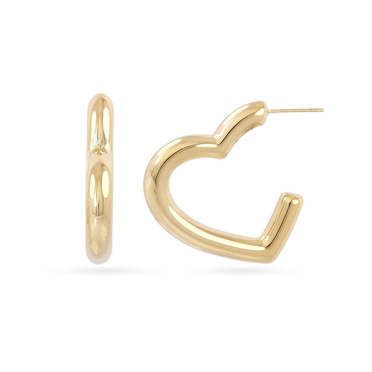 Aros Semi Aros Essentials Corazon Abierto en Dorado, bisutería de acero de la colección Essentials — Tiendas Via Vai Estepona