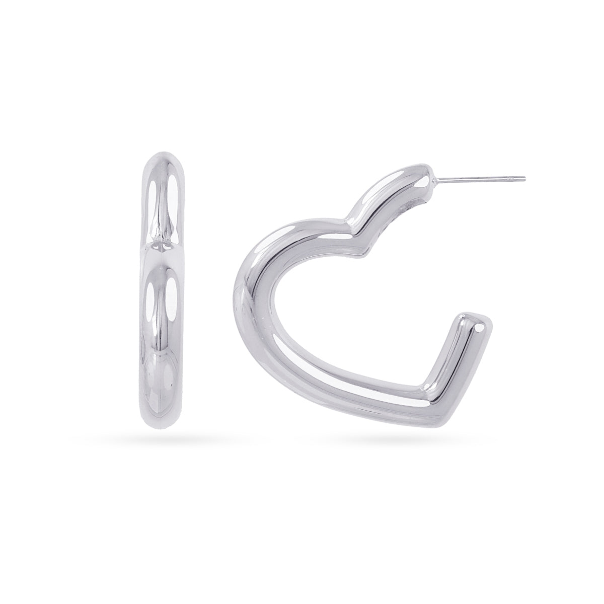 Aros Semi Aros Essentials Corazon Abierto en Plateado, bisutería de acero de la colección Essentials — Tiendas Via Vai Estepona